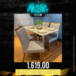 Mesa Emilly 1,20x0,80 com 4 cadeiras cinza