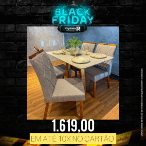 Mesa Emilly 1,20x0,80 com 4 cadeiras cinza